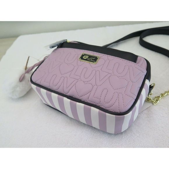 LUV BETSEY Quilted Striped MAUVE Crossbody and Pouch Set LBAIDEN Shoulder Bag - Picture 10 of 10